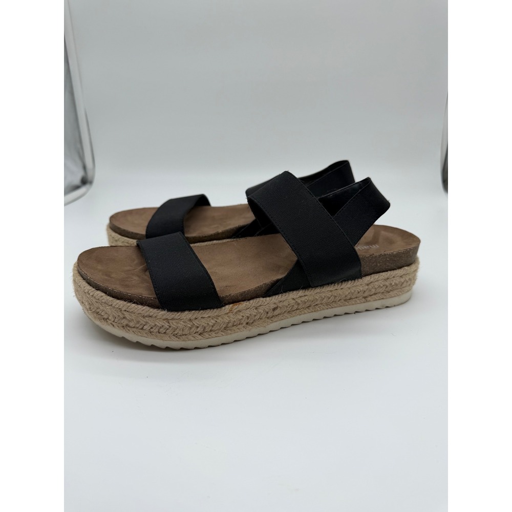 Madden Girl Black Elastic Strap‎ Espadrille Platform Sandals Womens 10M